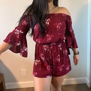 Express Floral Off Shoulder Romper S